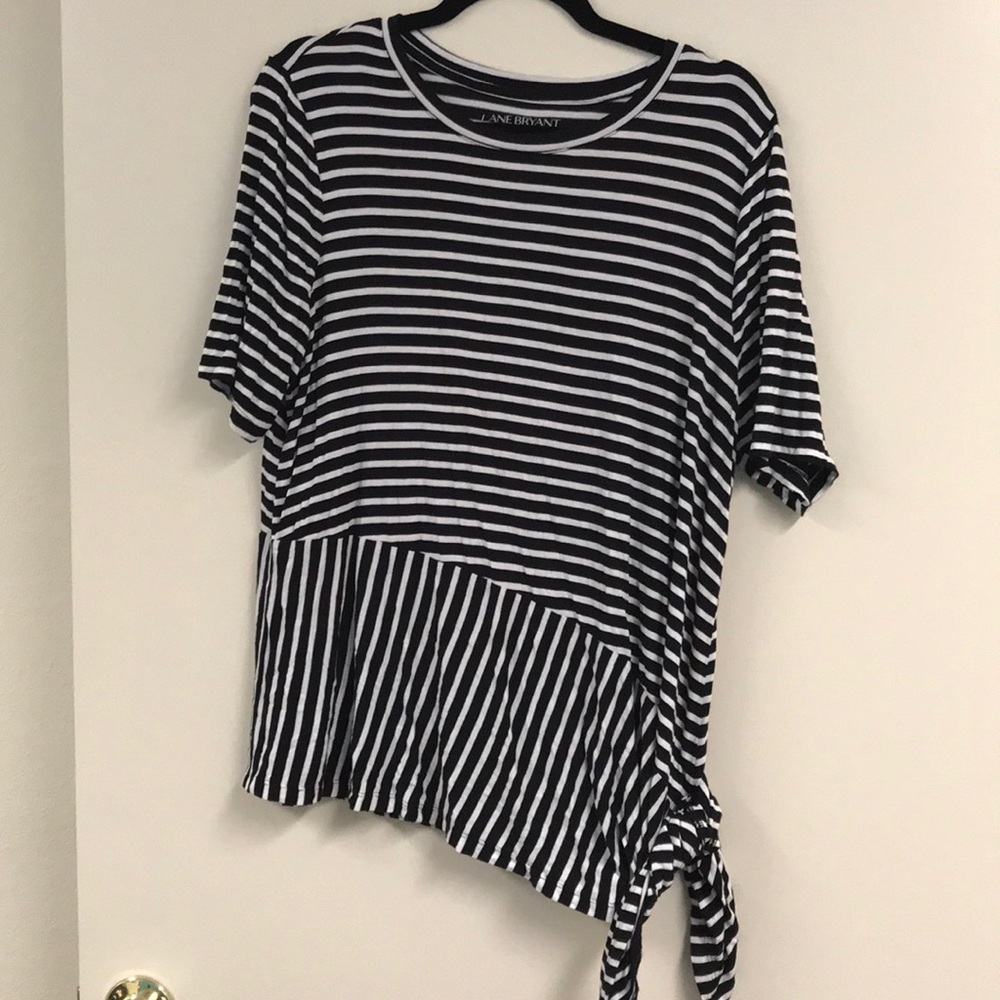 Striped T-shirt with side tie detail